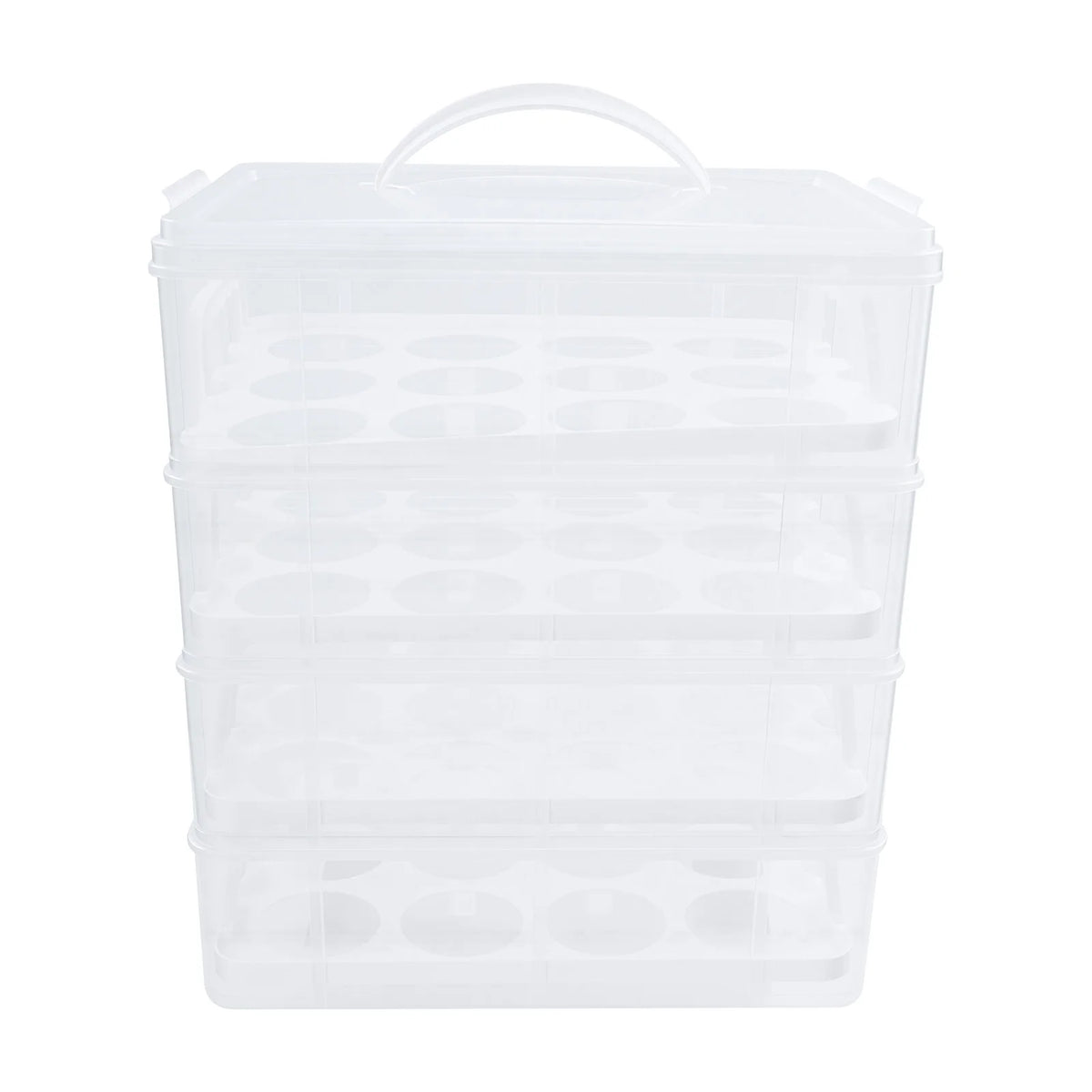 4-Tiers Cupcake Carrier 48 Holes Cakes Holder Bread Storage Display Box for Wedding Birthday Party
