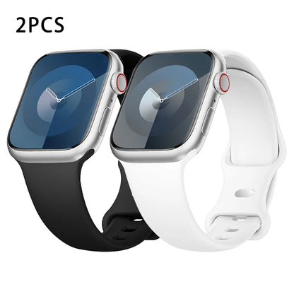 Silicone Strap For Apple Watch Bands 40mm 44mm 46mm 45mm 41mm 49mm 42 Correa Bracelet iWatch series ultra3 2 7 8 9 se 10 11 band