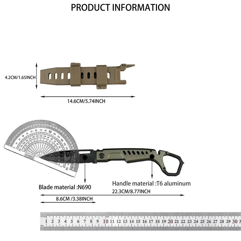 Multi-Use Folding Knife with N690 Steel and T6 Aluminum Handle – Lightweight and Compact for Camping, Trail Exploration, and EDC