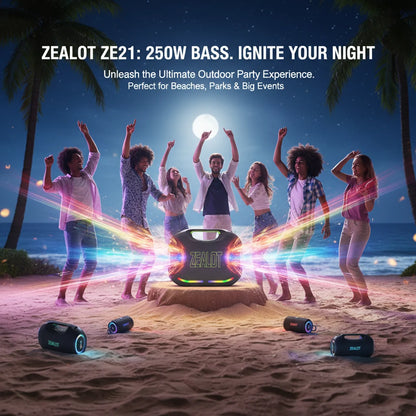 ZEALOT-ZE21 400W Big Power Wireless Bluetooth Peaker Outdoor Portable 48000mAh Long Battery With RGB Color Lights TWS Subwoofer High Volume Waterproof Bluetooth Speaker