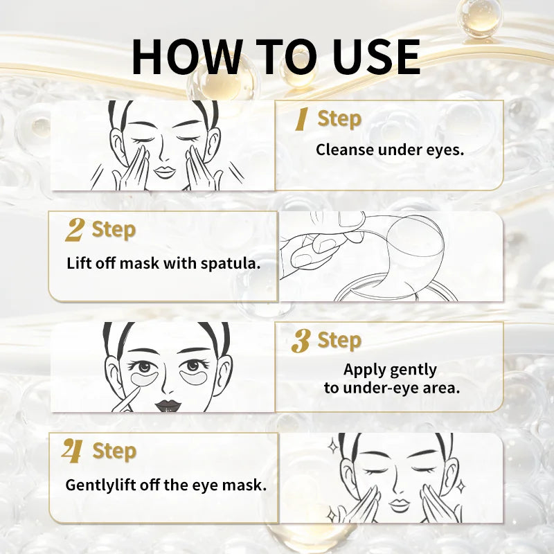 PDRN Eye Patches 60 Pcs，Clear Collagen Eye Mask For Dark Circle And Puffiness，Brightening Firming with Niacinamide HA Sodium