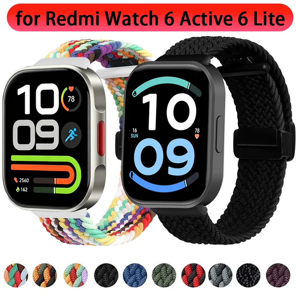 Nylon Braided Strap for Redmi Watch 6 Active 6 Lite Xiaomi Band 10 Pro 9 Pro 8 Pro Magnetic Buckle Wristband Redmi Watch 6 5 4