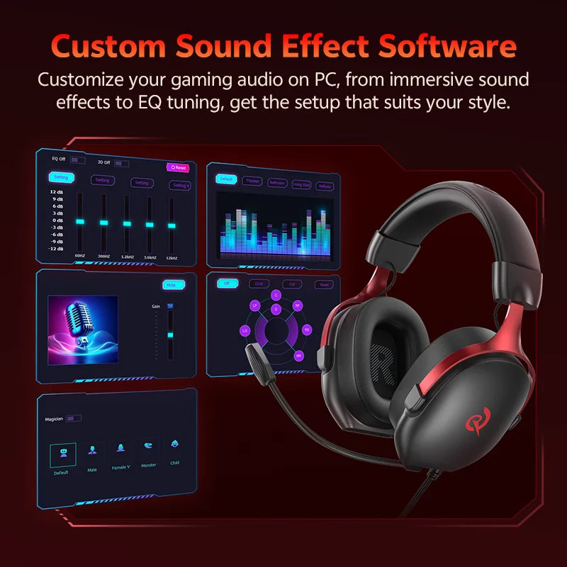 QCY VN200 Pro Wired Gaming Headset With Mic 40mm Driver 7.1 Surround Over Ear Headphones For PC PS4 PS5 Gamer Headphones