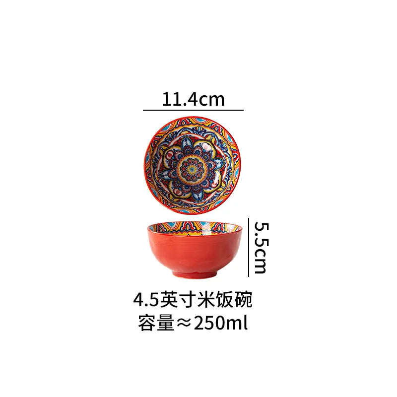 Ceramic Tableware Set Rice Bowl Serving Plate Creative Cutlery Soup Plate Noodle Handle Bowl Sauce Dish Steak Salad Fruit Plate