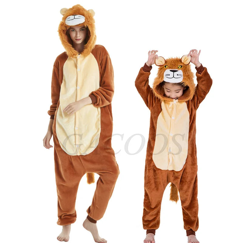 Kids Capybara Onesies Adults Sleepwear Women Men Flannel Cartoon Animal Pajamas Chidlren Christmas Family Performance Jumpsuit