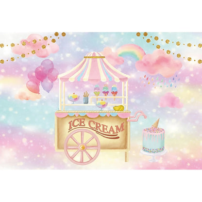 Candy Bar Baby Shower Birthday Backdrop Ice Cream Car Donuts Lollipop Party Photo Background Cake Table Decor Photography Props