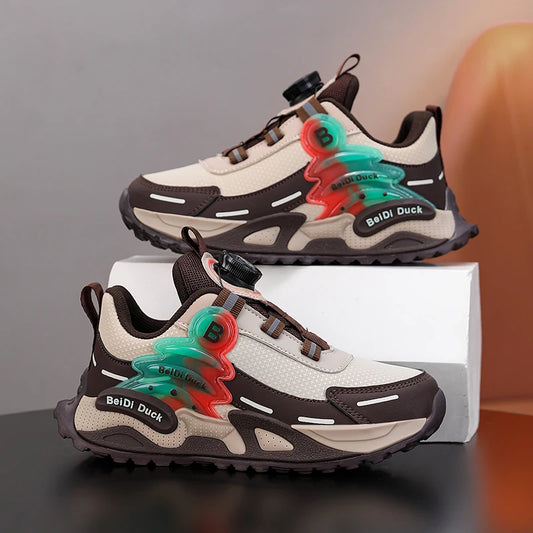 Children Casual Shoes Autumn Winter PU Leather Sneakers for Kids Fashion Patchwork Sports Shoes Boys Girls Gym Trainers 2026 New