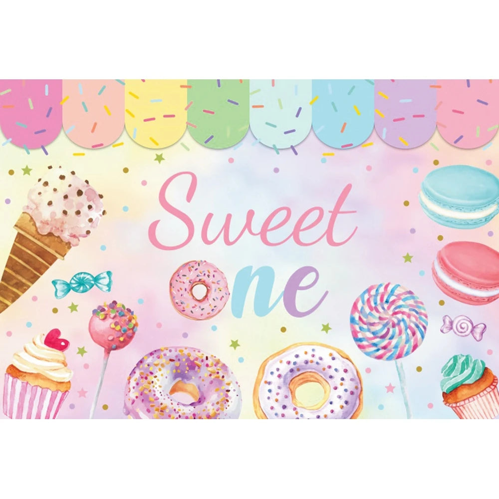 Candy Bar Baby Shower Birthday Backdrop Ice Cream Car Donuts Lollipop Party Photo Background Cake Table Decor Photography Props