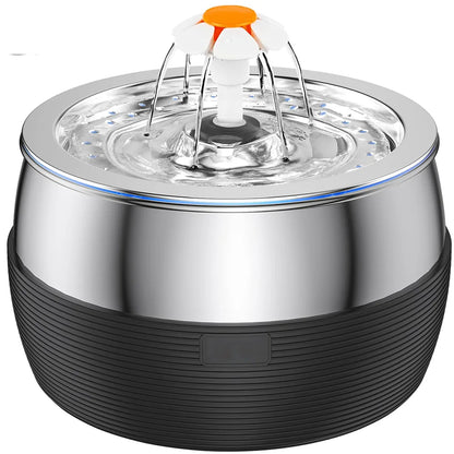 3L Auto Stainless Steel Cat Fountain 102 Oz Pet Water Dispenser Filter with Faucet Automatic Water Feeder for Cats Dogs Rabbits