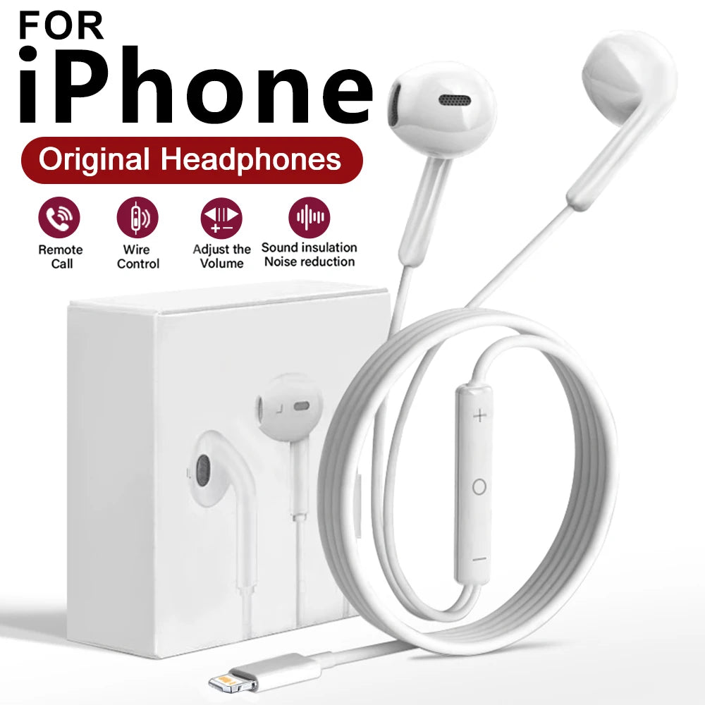 Original In-Ear Wired Earphones For Apple iPad iPhone 17 11 12 13 14 15 16 Pro Max TypeC Headphones Laptops Tablet 3.5mm Earbuds