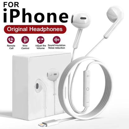Original In-Ear Wired Earphones For Apple iPad iPhone 17 11 12 13 14 15 16 Pro Max TypeC Headphones Laptops Tablet 3.5mm Earbuds