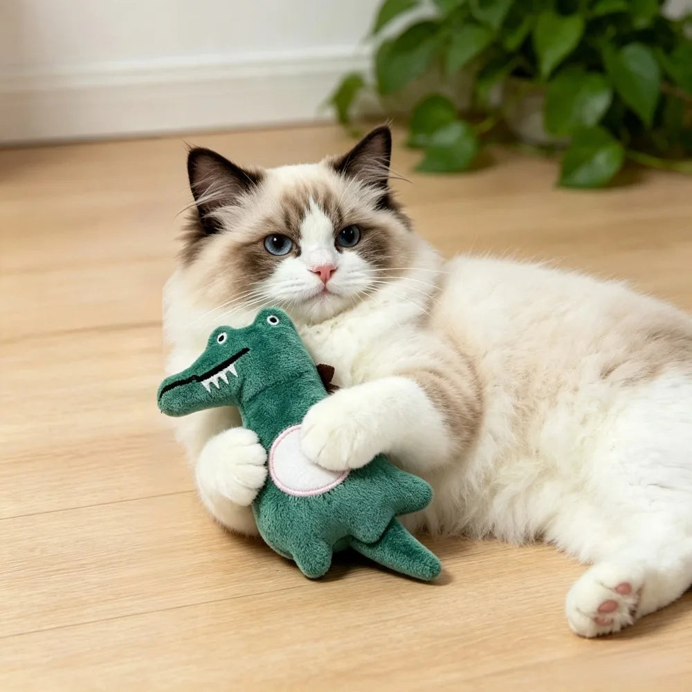 2026 Hot TK Viral Crocodile Plush Pet Toy Catnip Interactive Chew Toy for Dogs Cats