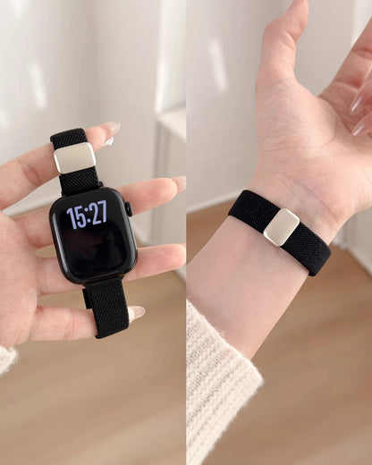 Magnetic Elastic Nylon Strap for Apple Watch Band Women 11/10/9/8/7/6/5 38mm 40mm 41mm 42mm 44mm 45mm 46mm
