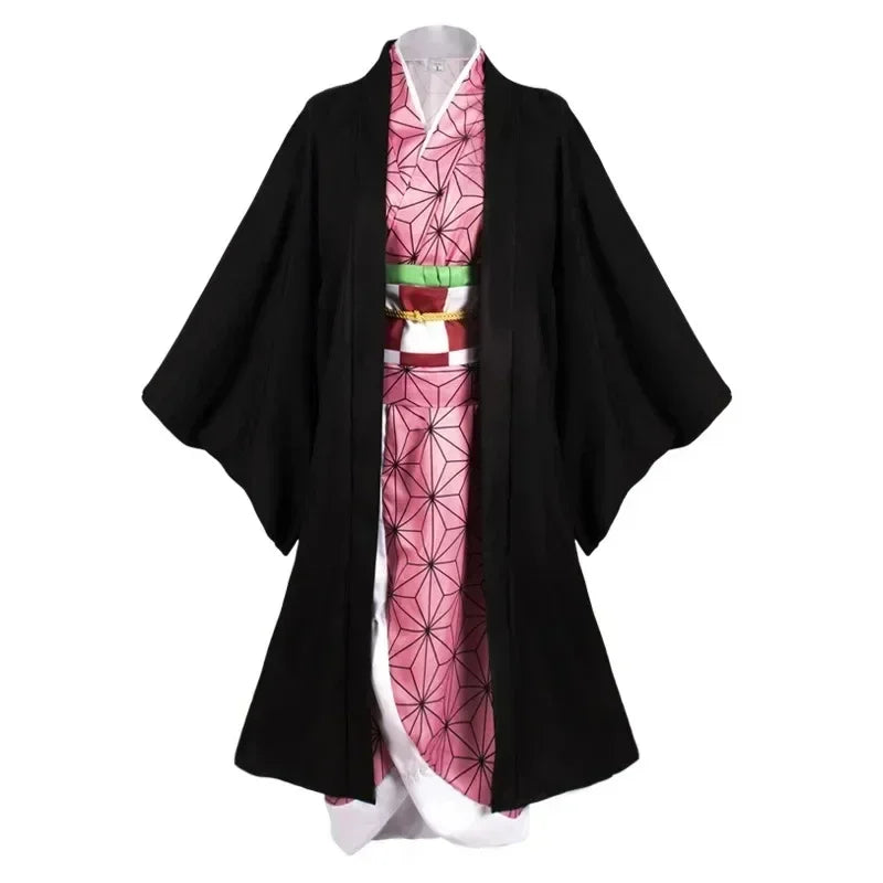 Animn Kamado Nezuko Cosplay Costume Kimono Cosplay Wigs Hairs Halloween Carnival Women Outfit