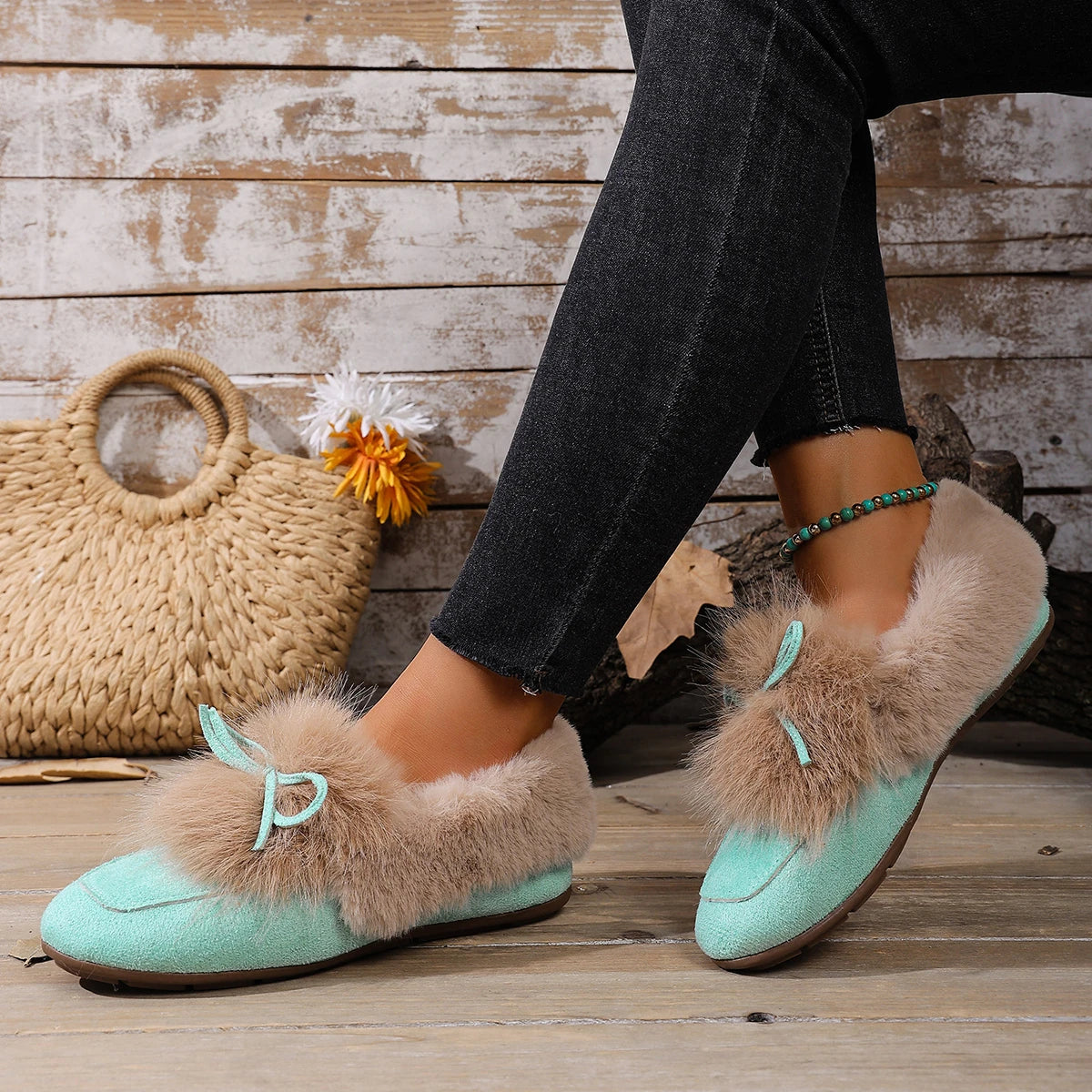 Casual Flat Shoes, Large Size, Round Toe, One-piece, Low Heel, Women's Shoes
