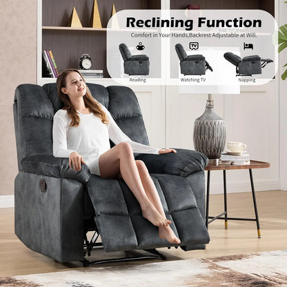 Fabric Recliner Manual Loveseat Couch for Living Room, 2 Seater Reclining Sofa Chair with Storage and Cup Holders,, Custom