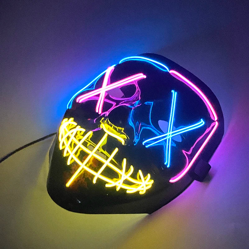 1 pcs Attractive Neon EL Wire Mask  More Colors For Choice Luminous LED Purge Mask Adult Cosplay Prop For Night Glow In The Dark
