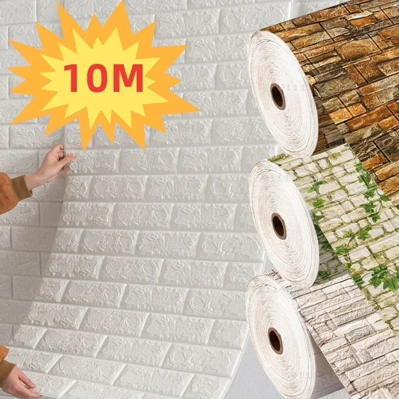70cmx1/5/10m 3D Wallpaper Decoration Self-Adhesive Antique Foam Brick