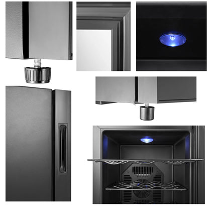 12 Bottle Thermoelectric Wine Cooler, 1.17Cu.ft Single Zone Wine Refrigerator, Digital Touch Control Wine Fridge for Home Bar