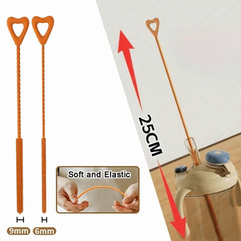Durable Reusable Silicone Straw Cleaning Brush Long Household Gap Brush Kitchen Gadgets Drinking Straw Cleaner Brush for