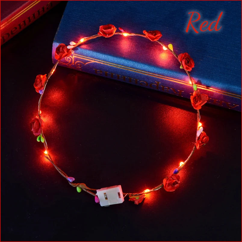 10-100Pcs LED Flower Headbands Glowing Garland Light Up Headbands Glow in the Dark Headband Wedding Beach Party Birthday Supplie