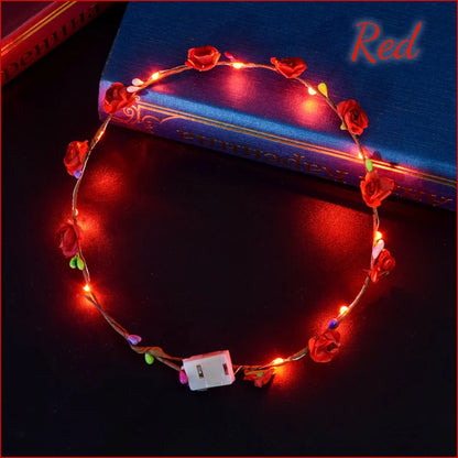 10-100Pcs LED Flower Headbands Glowing Garland Light Up Headbands Glow in the Dark Headband Wedding Beach Party Birthday Supplie
