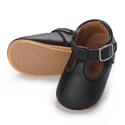 Breathable Newborn Baby Shoes Baby Boy Girl Shoes Girl Classic Bowknot Rubber Sole Anti-slip PU  Toddler Shoes First Walker