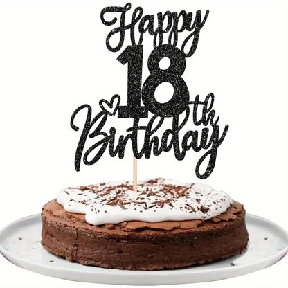 1 PCS Happy 18th Birthday Cake Topper Glitter Cheers to 18 Years Birthday Cake Pick Eighteen Hello 18 Fabulous Cake Decorations