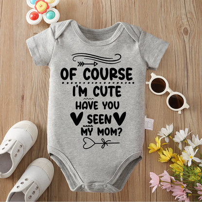 I Know I'm Very Cute Exquisite Print Pure Cotton Cloths Comfortable Onesie Bodysuit for Baby Jumpsuit for 0 To 12 Months Newborn