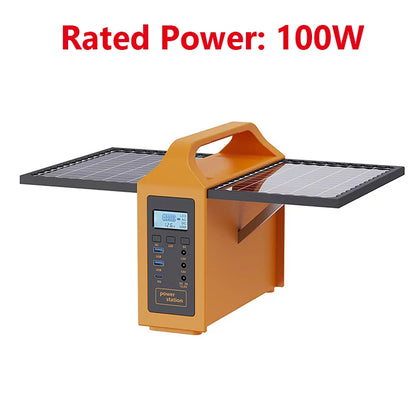 100W Portable Solar Power Station with LED Light & Solar Panel 220V 110V Power Supply Solar Generator Outdoor Backup Power