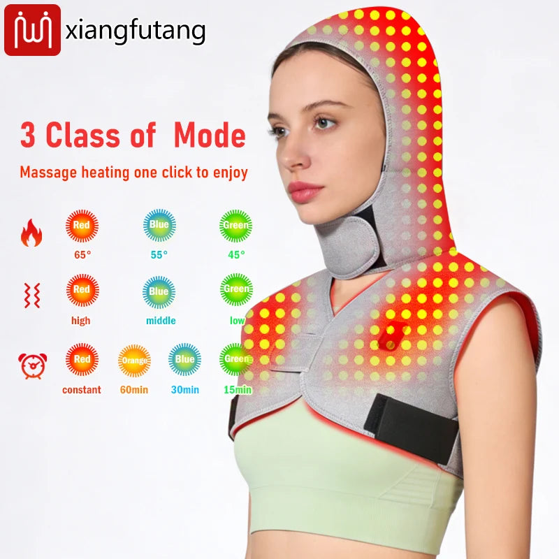 660nm Red Light Heating Vest Shoulder Wrap Massager with 294 Lamp Beads, Eases Joint Discomfort & Shoulder Back Fatigue