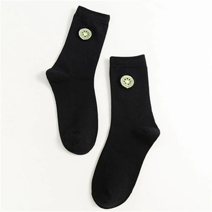 INS Girls Embroidery Cute Cartoon Fruit Avocado Banana Cherry Peach Kiwi Pineapple Socks Japanese Korean Funny Sokken Dropship