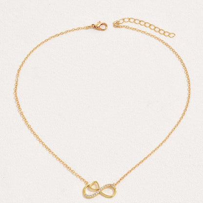 Minimalist Infinity Heart Necklace For Women Shiny Zircon Inlaid Pendant Clavicle Chain Elegant Luxury Aesthetic Choker Daily Party Jewelry Valentine Birthday Gift