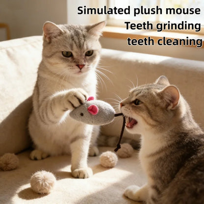 Interactive Catnip-Filled Rattle Mouse Toy for Cats Pretend Fur Design Pre-filled with Catnip for Enhanced Play Pet Game