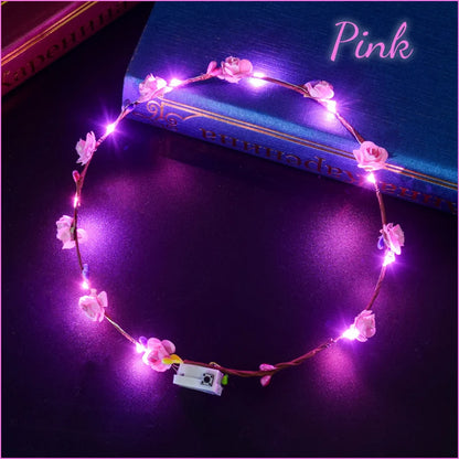 10-100Pcs LED Flower Headbands Glowing Garland Light Up Headbands Glow in the Dark Headband Wedding Beach Party Birthday Supplie