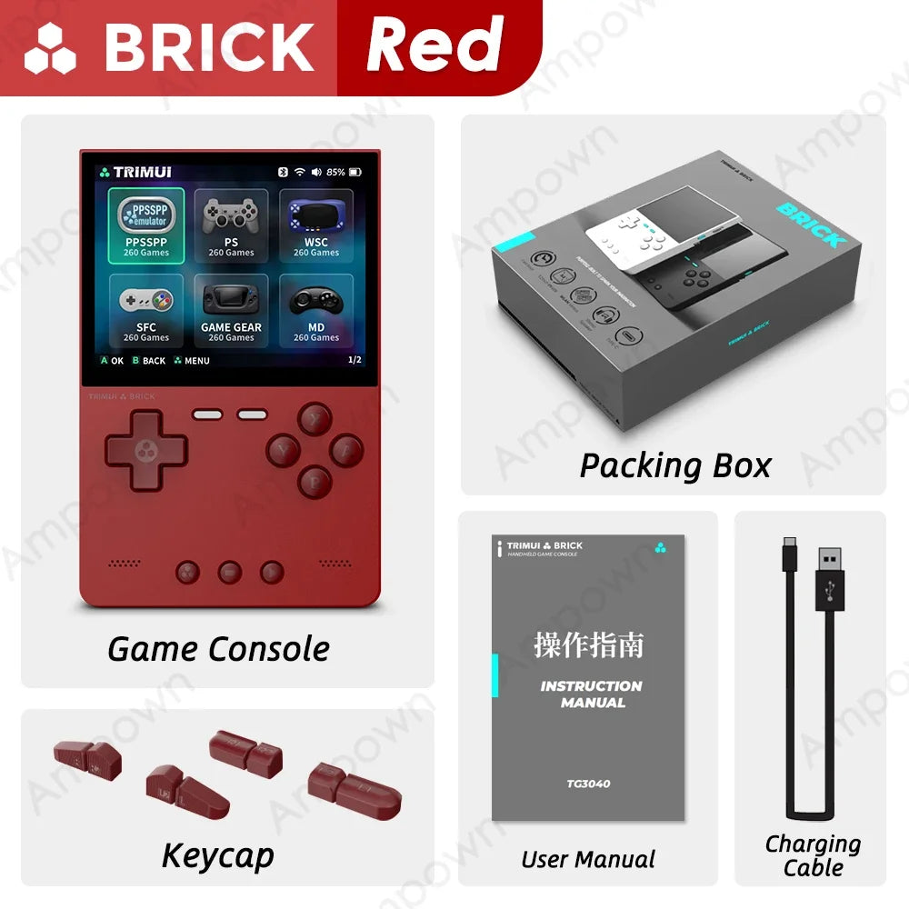 TRIMUI BRICK Handheld Game Console 3.2'' IPS Screen A133P Linux System Trimui UI Metal Back Panel Key LED Lighting Free Keycaps