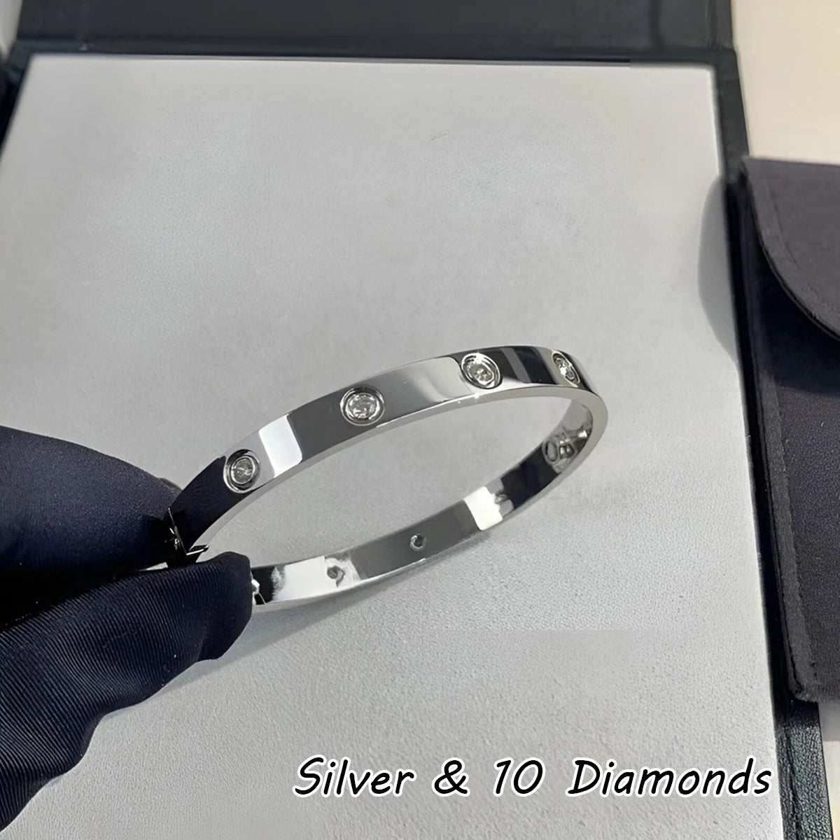 Rose Gold Silver Plated Diamond Studded Bangle Bracelet for Women 16 17 18 19 Size Fashion Jewelry Bracelets