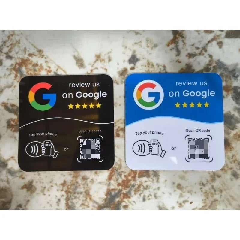 NFC 215 Programmable for Google Review Card NFC Station Table 13.56Mhz QR code can be independently set to link Standing Card
