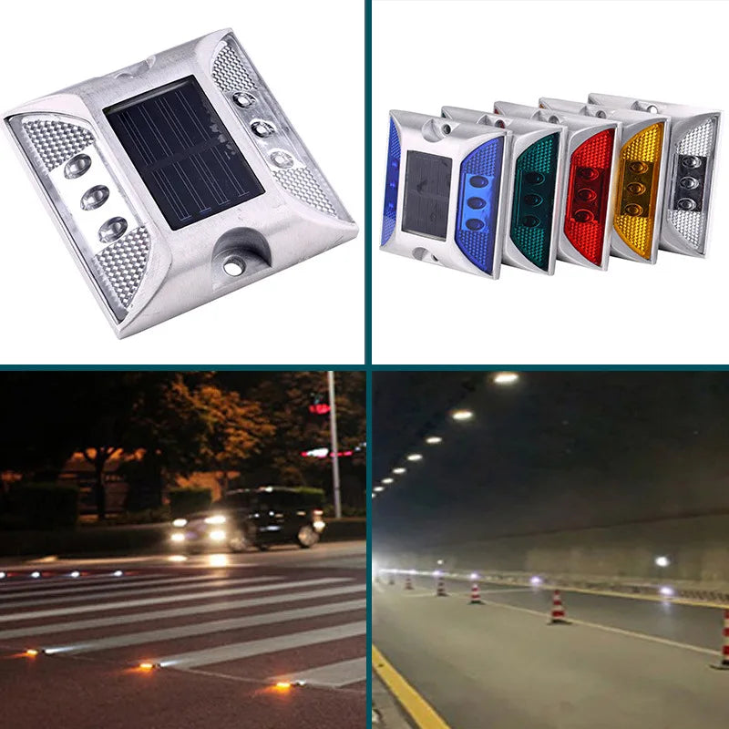 LED Solar Power Ground Marker Lights Waterproof Driveway Road Highway Spike Lamp Outdoor Garden Flash Warning Pathway Light New