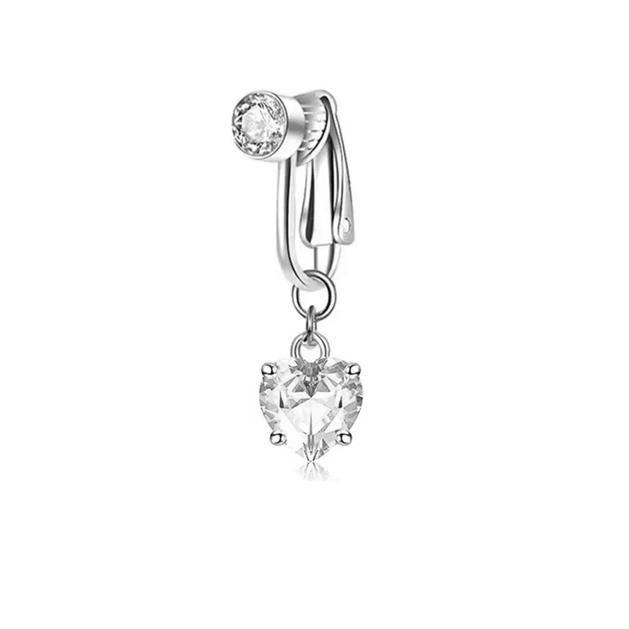 Clip On Belly Button Ring Butterfly Copper Zircon Pink Fake Belly Piercing Umbilical Navel Body Jewelry Trendy Fashion Style