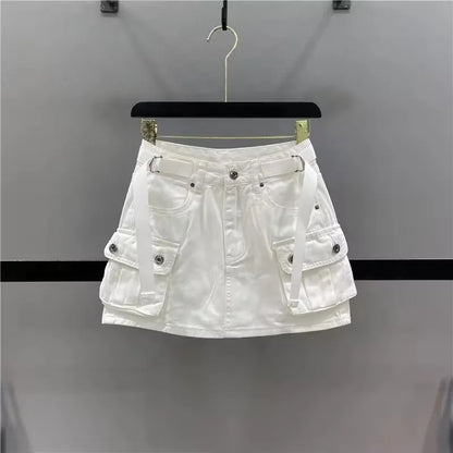 Women's Premium Denim Skirt Button Front High Rise Jean Skirt for Casual Wear Travel Shopping and Daily Outfits