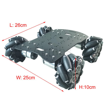 20KG Load 4WD 97mm Mecanum Wheel Robot Car Chassis Kit with DC 12V Hall Motor for Arduino Raspberry Pi DIY Project STEM Toy