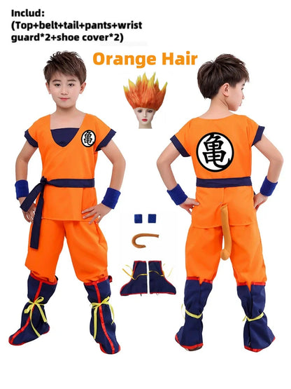 Boys Girls Halloween Son Goku Cosplay Costumes For Kids Outfit Bodysuit Men Krillin Training Clothes Saiyan Outfits Wig Dress Up