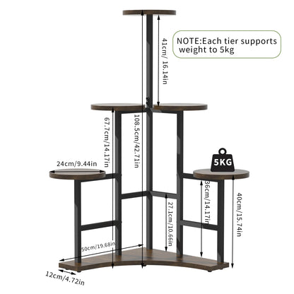 5 Tiered Tall Corner Plant Stand Multiple Potted Flower Holder Organizer Rack for Balcony Garden Planters