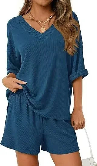 2026 Summer Solid Beach Set for Women Loose Casual Style Home and Outdoor Wear hort-Sleeve T-Shirt Shorts