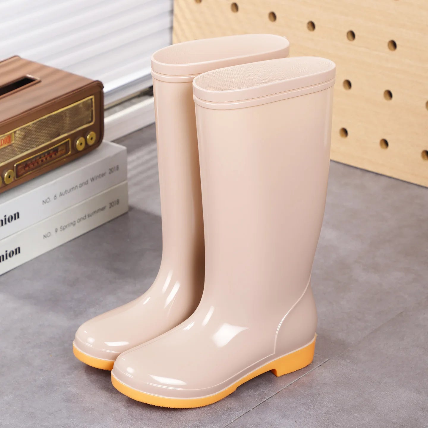 Comemore Rainboots Women High Long Boots Non-slip Waterproof Shoes 2023 New Rain Boots Fashion Print Women's Mid Calf Galoshes