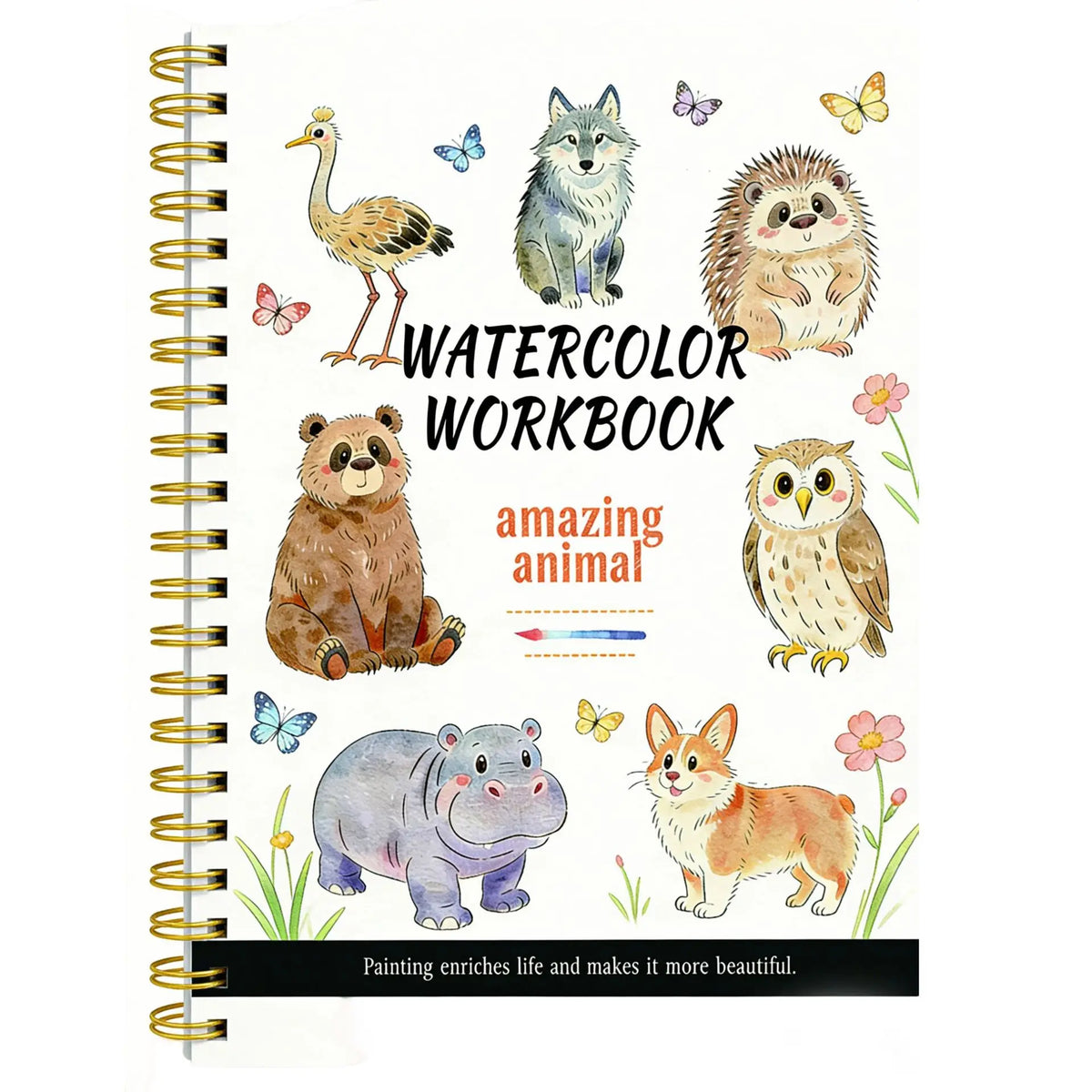 Watercolor Painting Notebook Beginner's Painting Enthusiast's Guide Coil Notebook Thickened Paper Ocean Animal Cover Watercolor