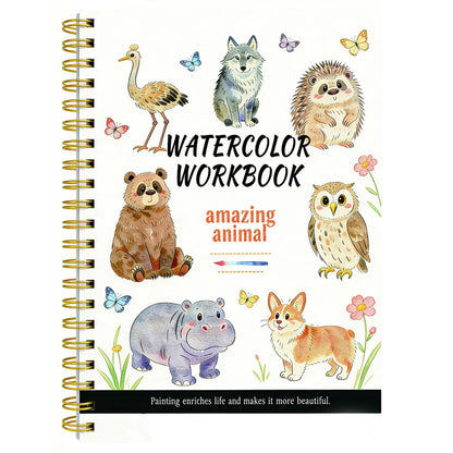 Watercolor Painting Notebook Beginner's Painting Enthusiast's Guide Coil Notebook Thickened Paper Ocean Animal Cover Watercolor