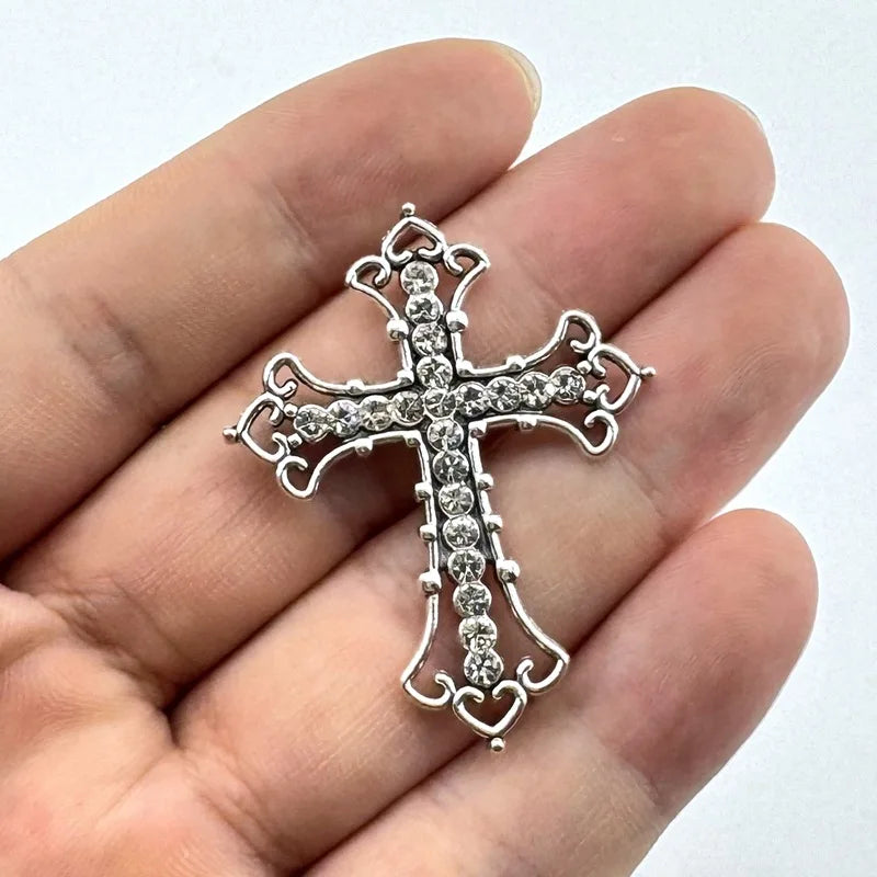 5/20PCS Alloy Accessories: Customized Full-Diamond Large Cross Rhombus Pendant DIY Handmade Keychain Bag Hanging Ornament