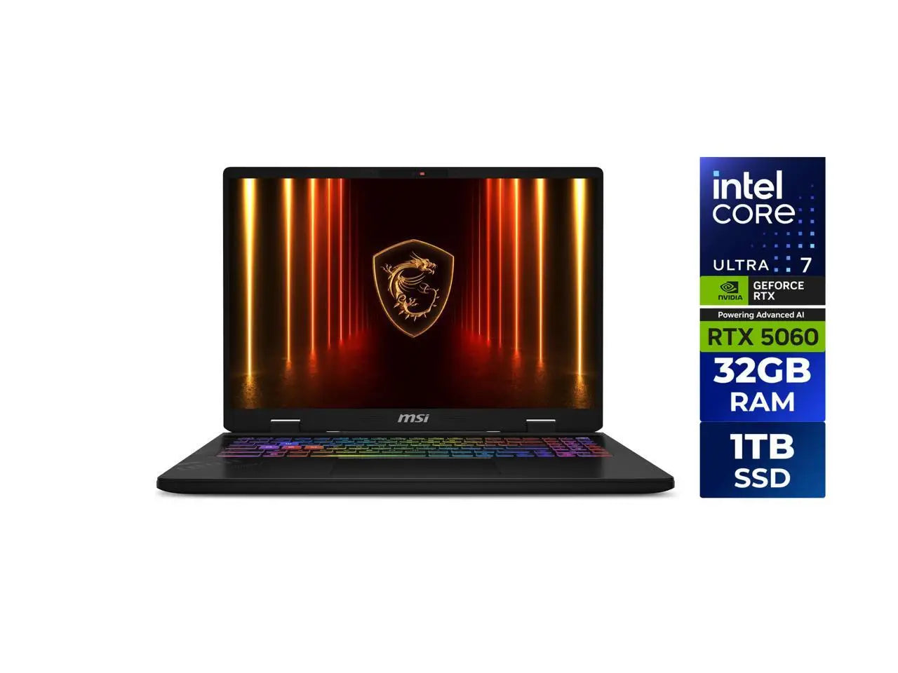 MSI CROSSHAIR A16 Gaming Laptop - 16" QHD+ 240hz - Intel Core Ultra 7 255HX - GeForce RTX 5060 - 32GB DDR5 RAM - 1TB SSD (Crosshair 16 HX AI D2XWFKG-076US )